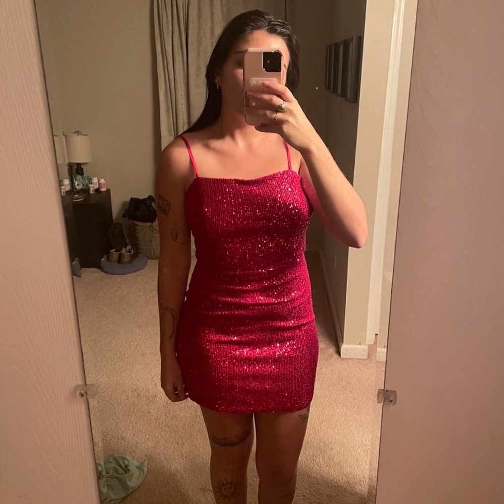 Glamorous Red Sequin Mini Dress